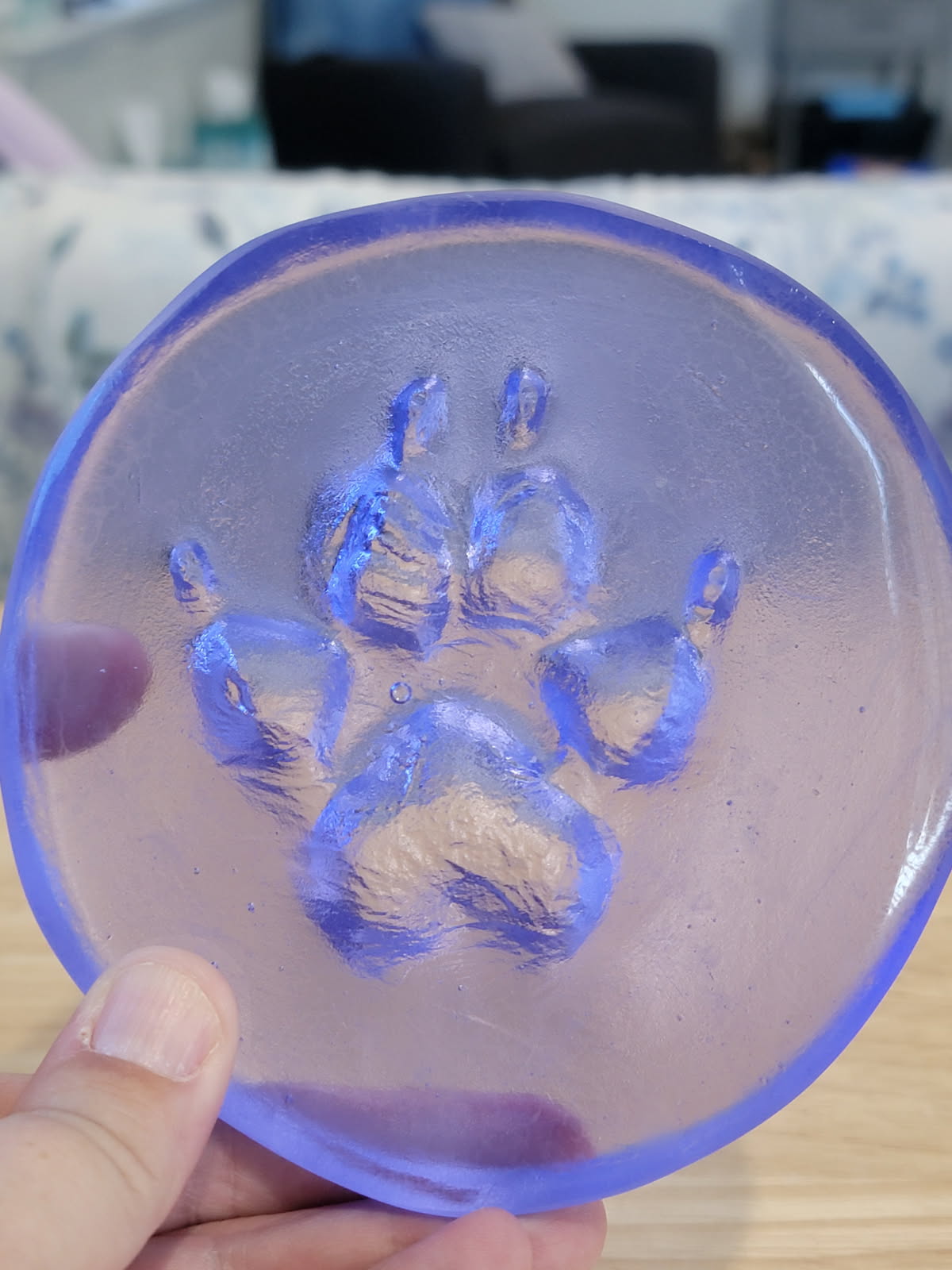 Memorial Paw Impression - Purple Glass Pet In-Home Euthanasia